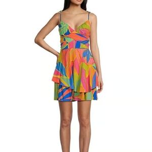 NWT MIDNIGHT‎ DOLL Colorful Abstract Print Dress